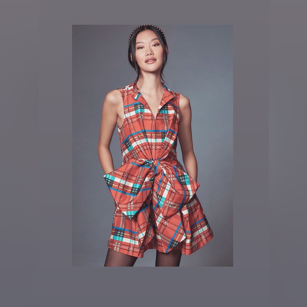 Anthropologie Red Plaid Dress